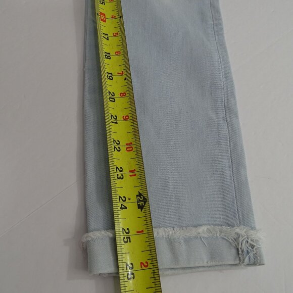 Zara Woman Premium Denim Slim Fit Light Wash Blue Jeans Size 8 Cuffed Raw Hem - Picture 12 of 14
